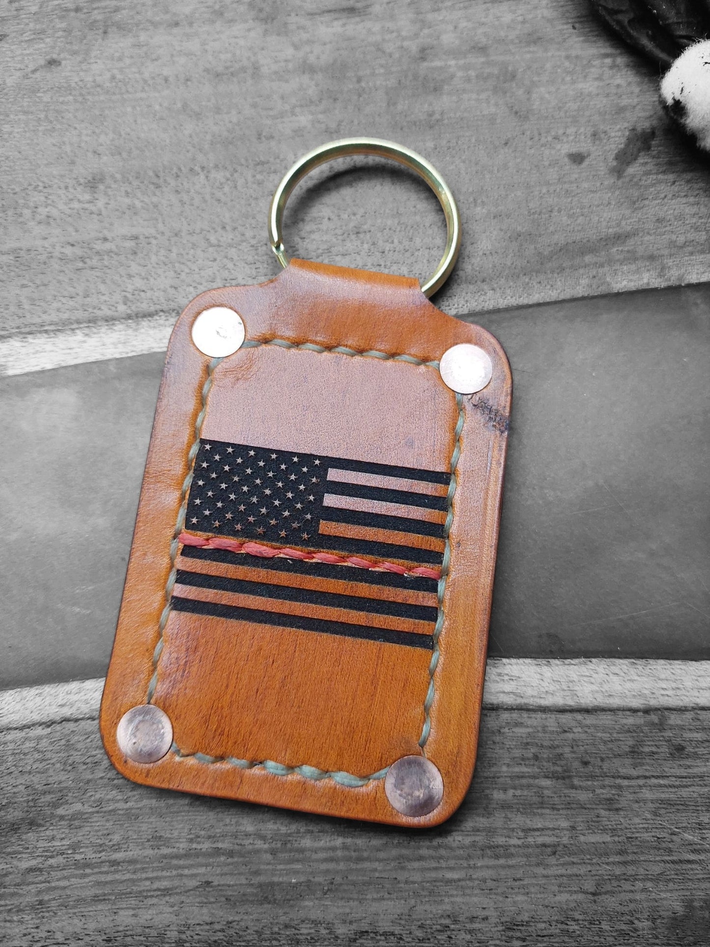 Leather Key Fob with ticket pocket