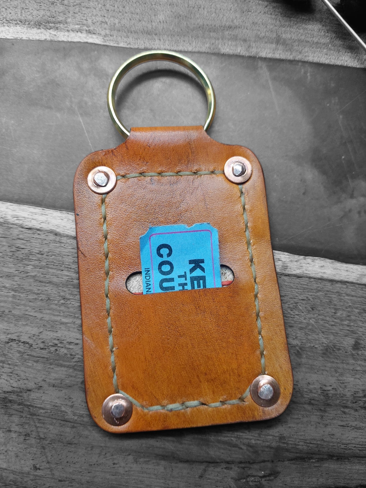 Leather Key Fob with ticket pocket